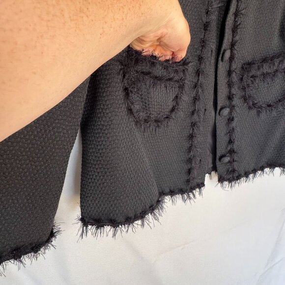 Doncaster Collection Black Tweed Fluffy Fringe Formal Suit Jacket Plus Size 18W - Picture 5 of 15